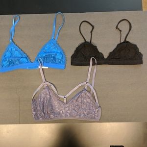 Lot of 3 Lace Bralettes of Different Brands